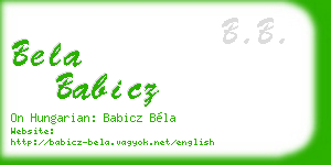 bela babicz business card
